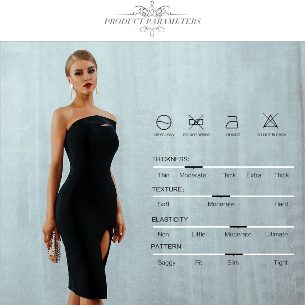 Bandage Asymmetrical Midi Dress Black - Picture 4 of 15